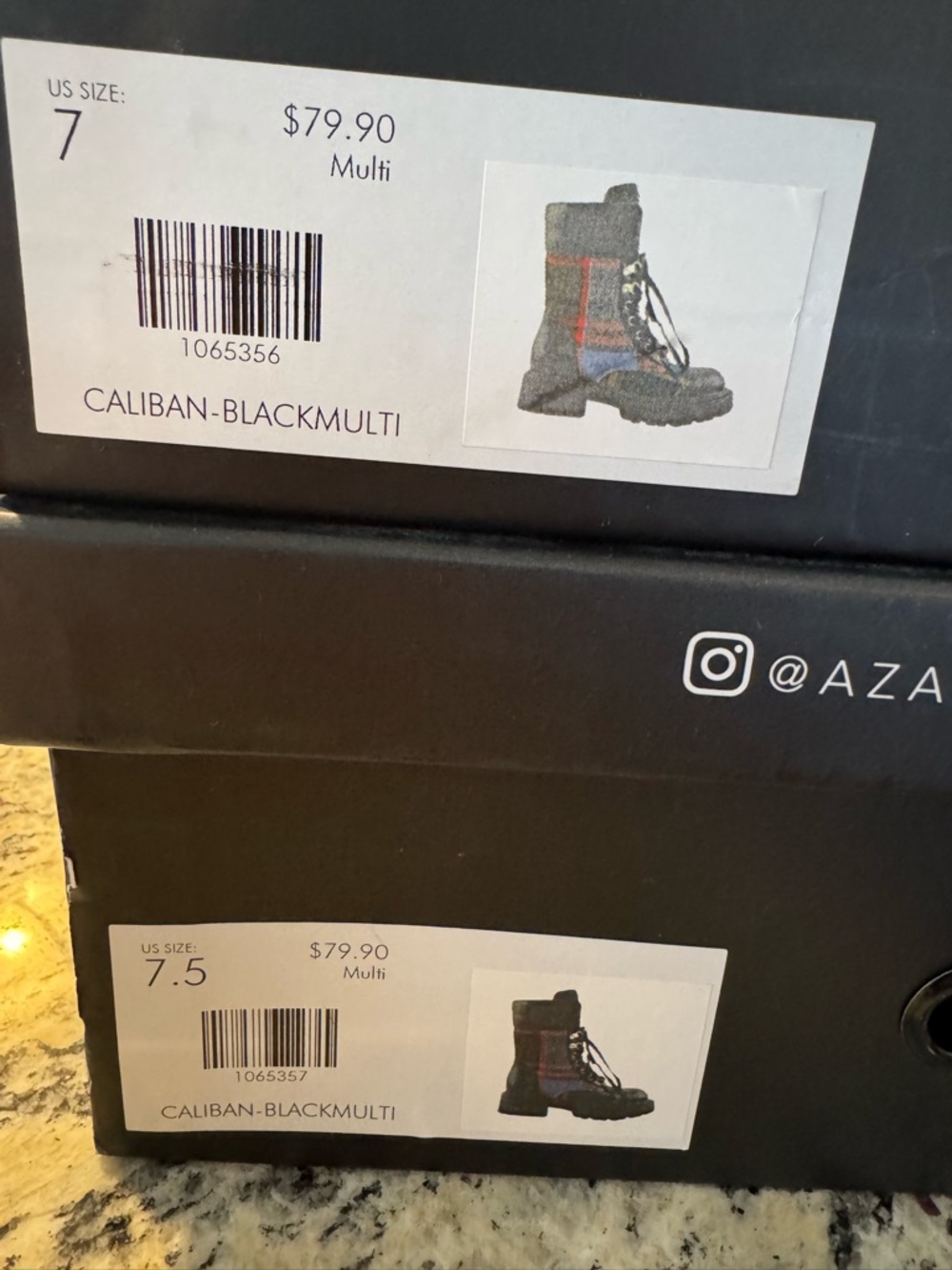 AKIRA Caliban Black Multi Plaid Combat Boots Lace Up Lug Sole Sz 7 & 7.5 - Picture 6 of 6